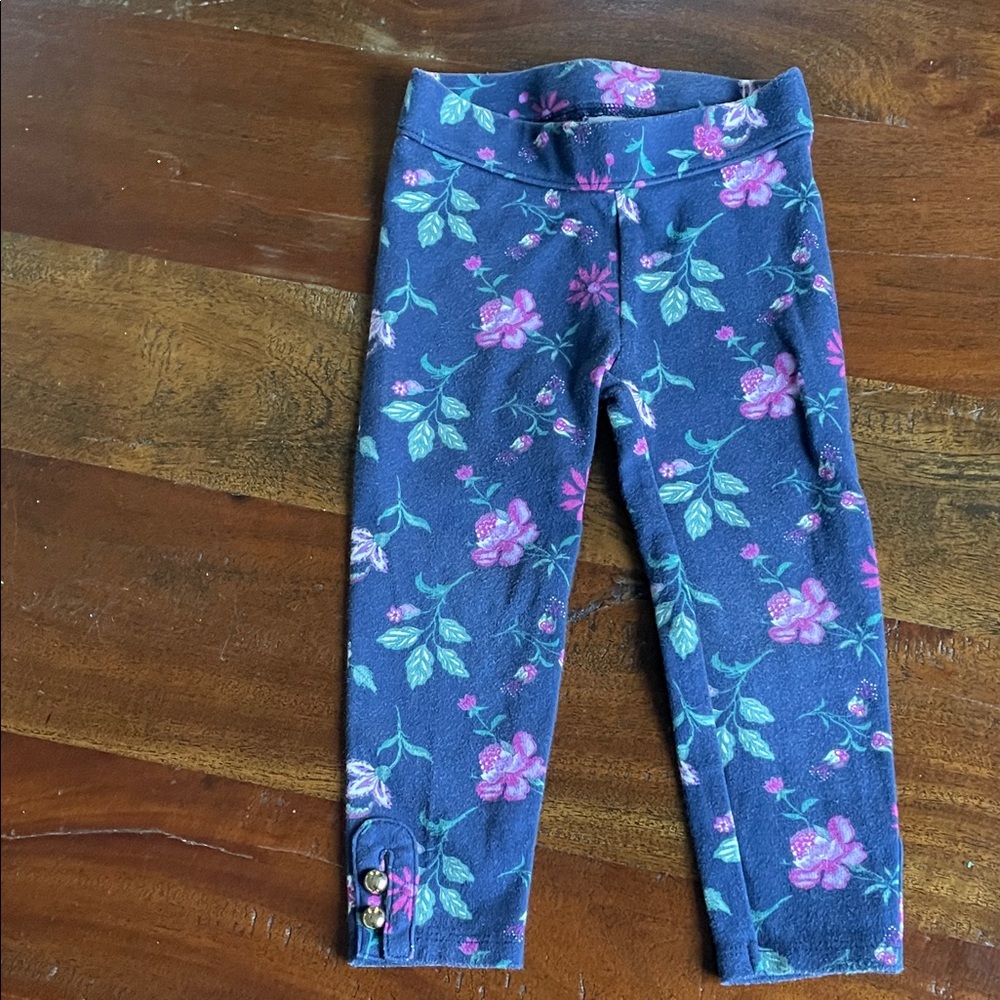 Janie and Jack Floral Leggings - Navy and Pink